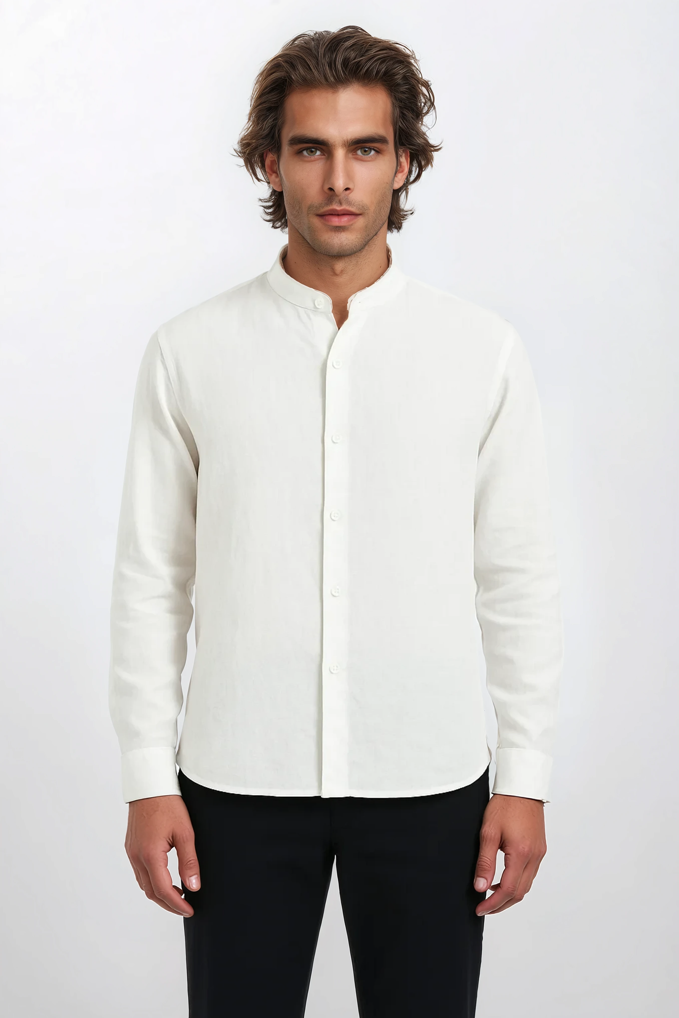 The Mao Shirt White - Pea & Kew