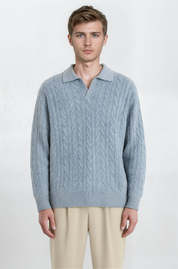 The Cable Knit Polo - Pea & Kew