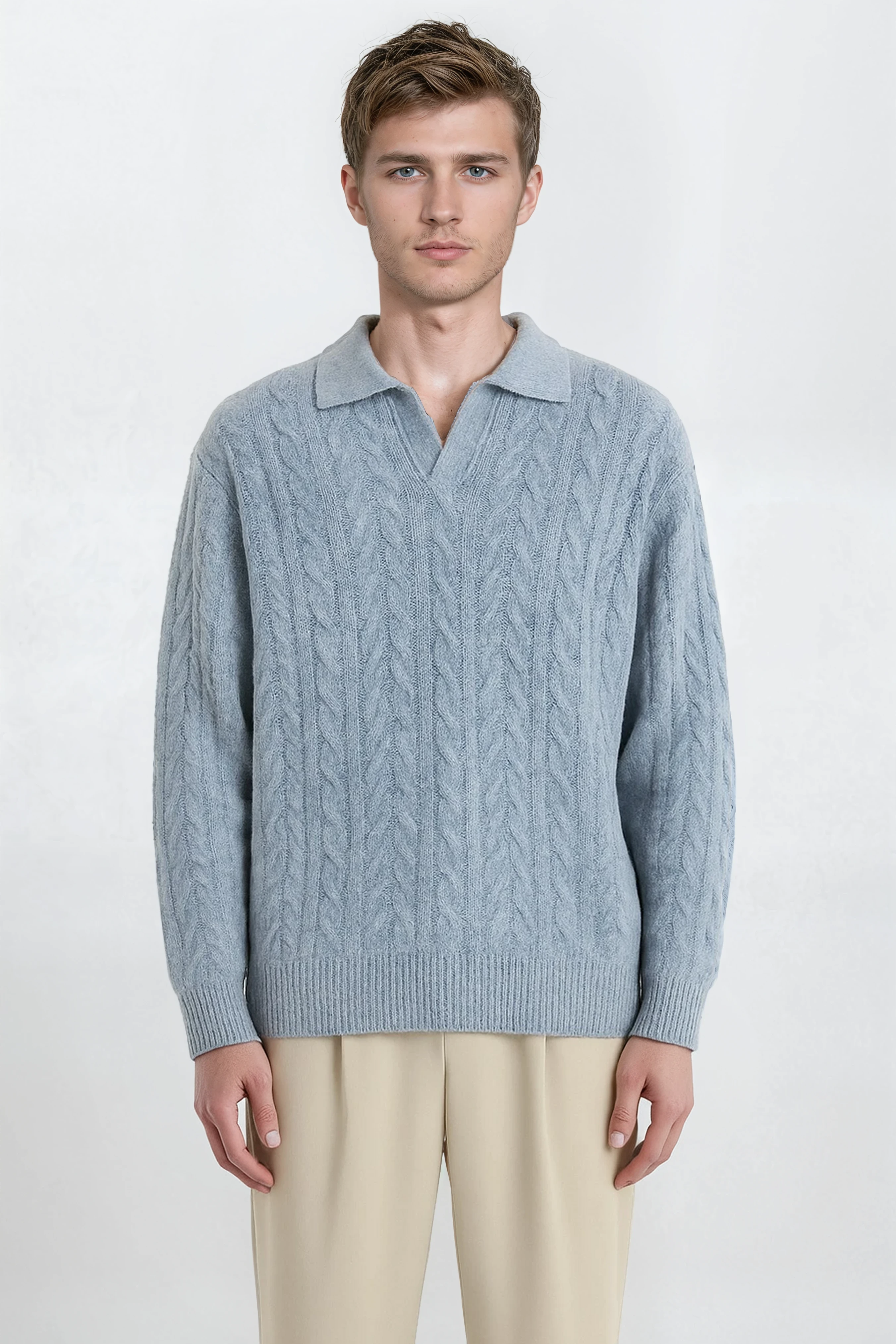 The Cable Knit Polo - Pea & Kew