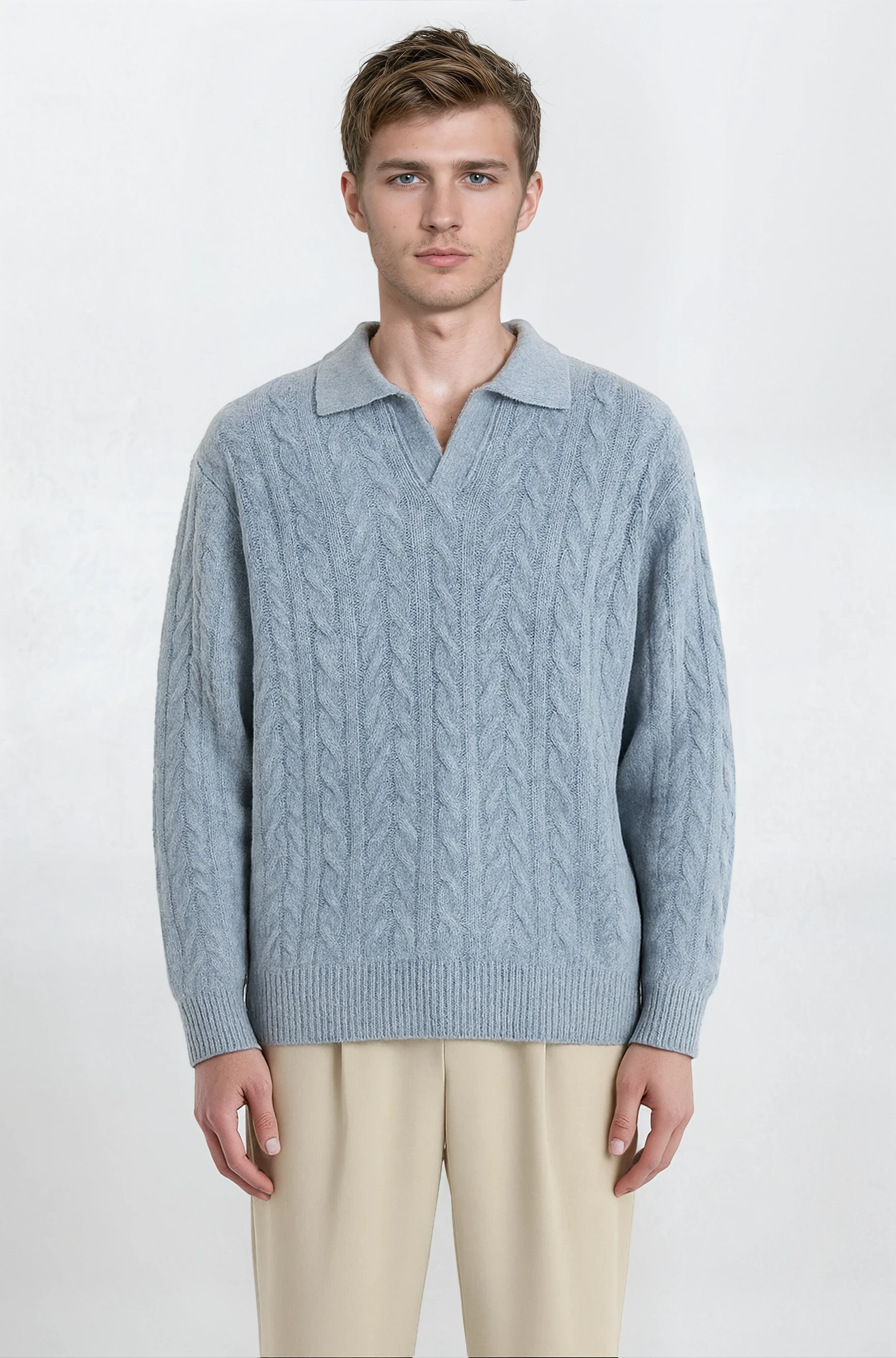 The Cable Knit Polo - Pea & Kew