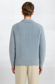 The Cable Knit Polo - Pea & Kew