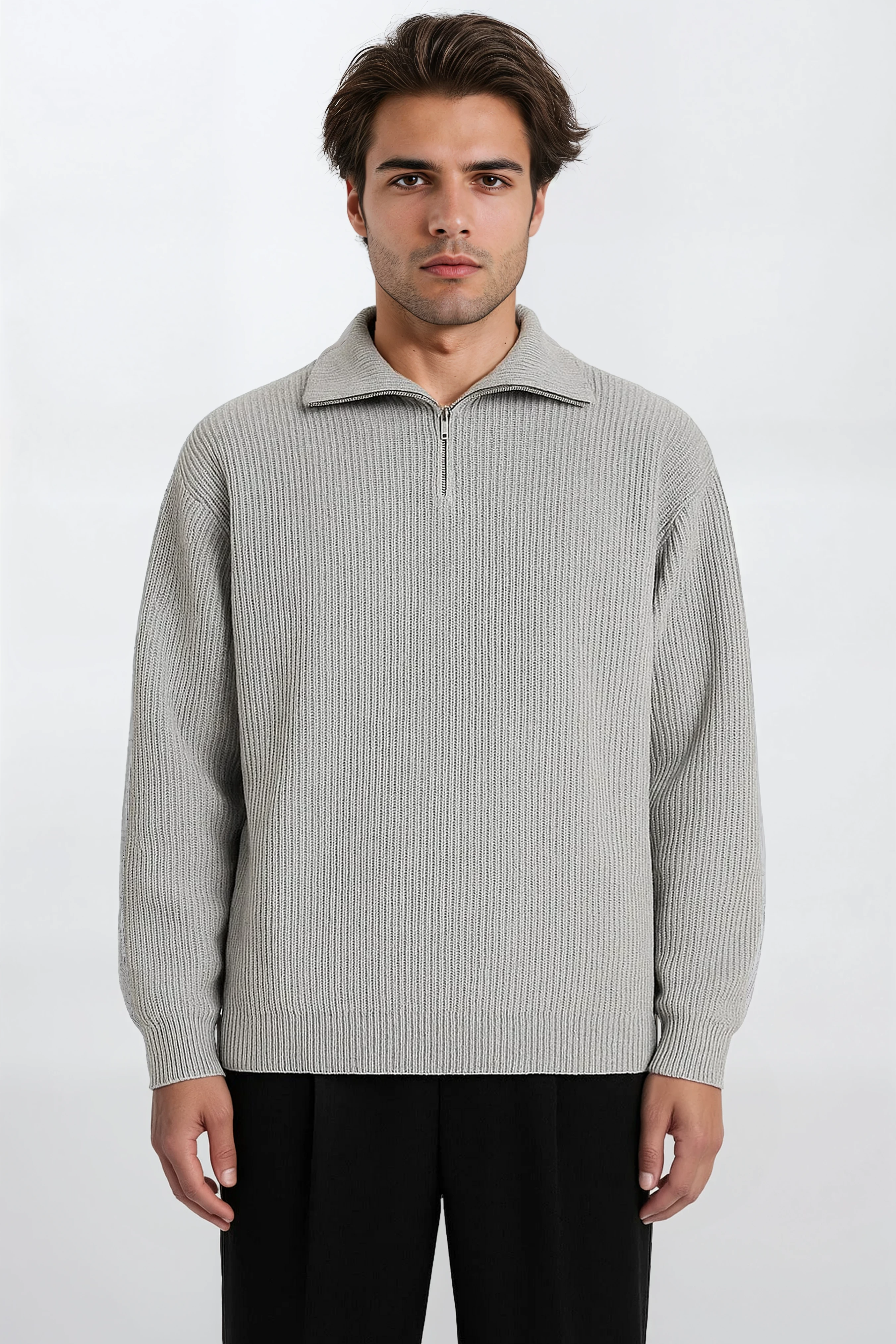 The Rib Quarter Zip - Pea & Kew