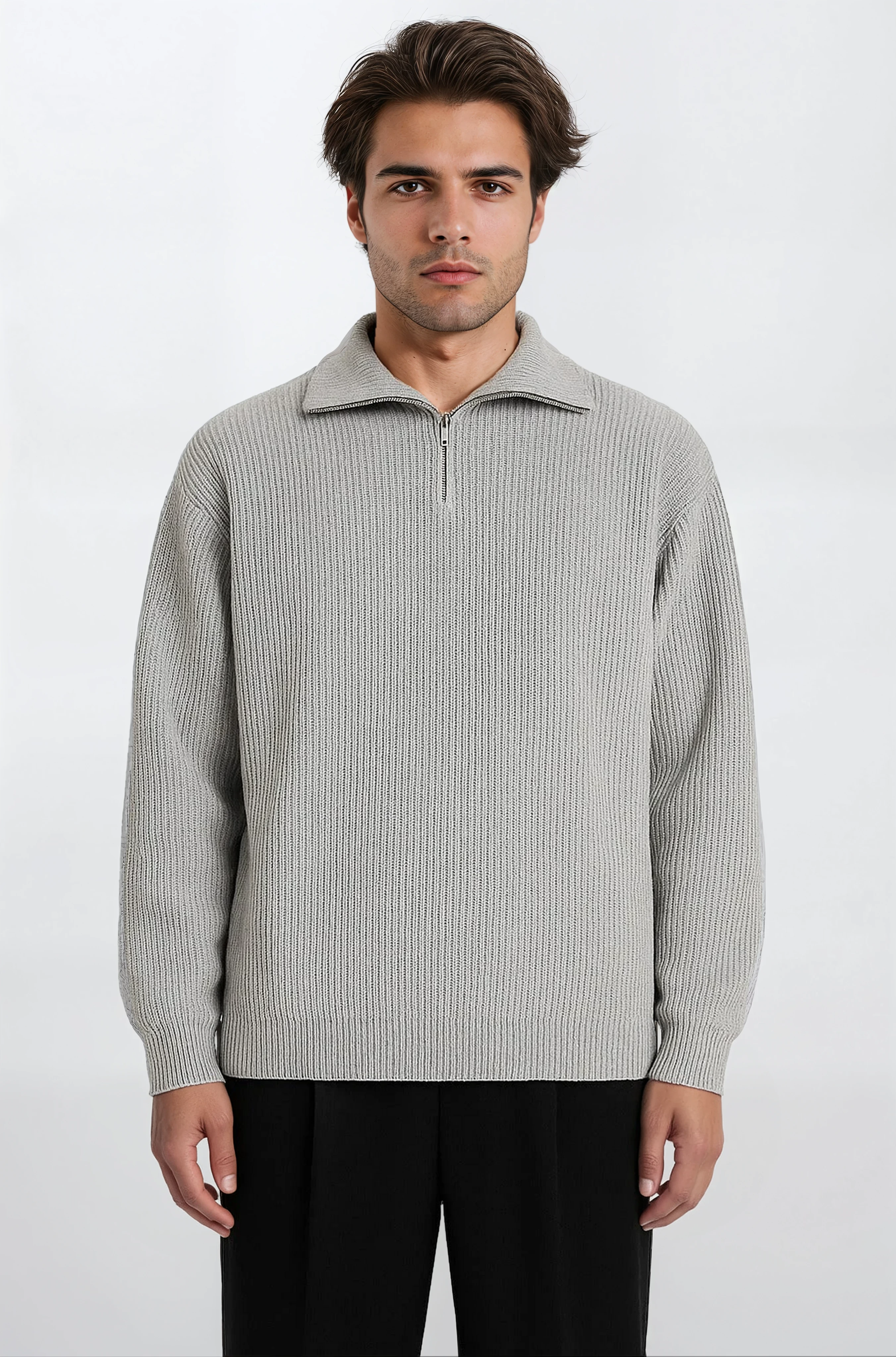 The Rib Quarter Zip - Pea & Kew