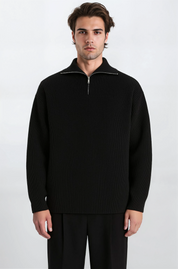 The Rib Quarter Zip - Pea & Kew