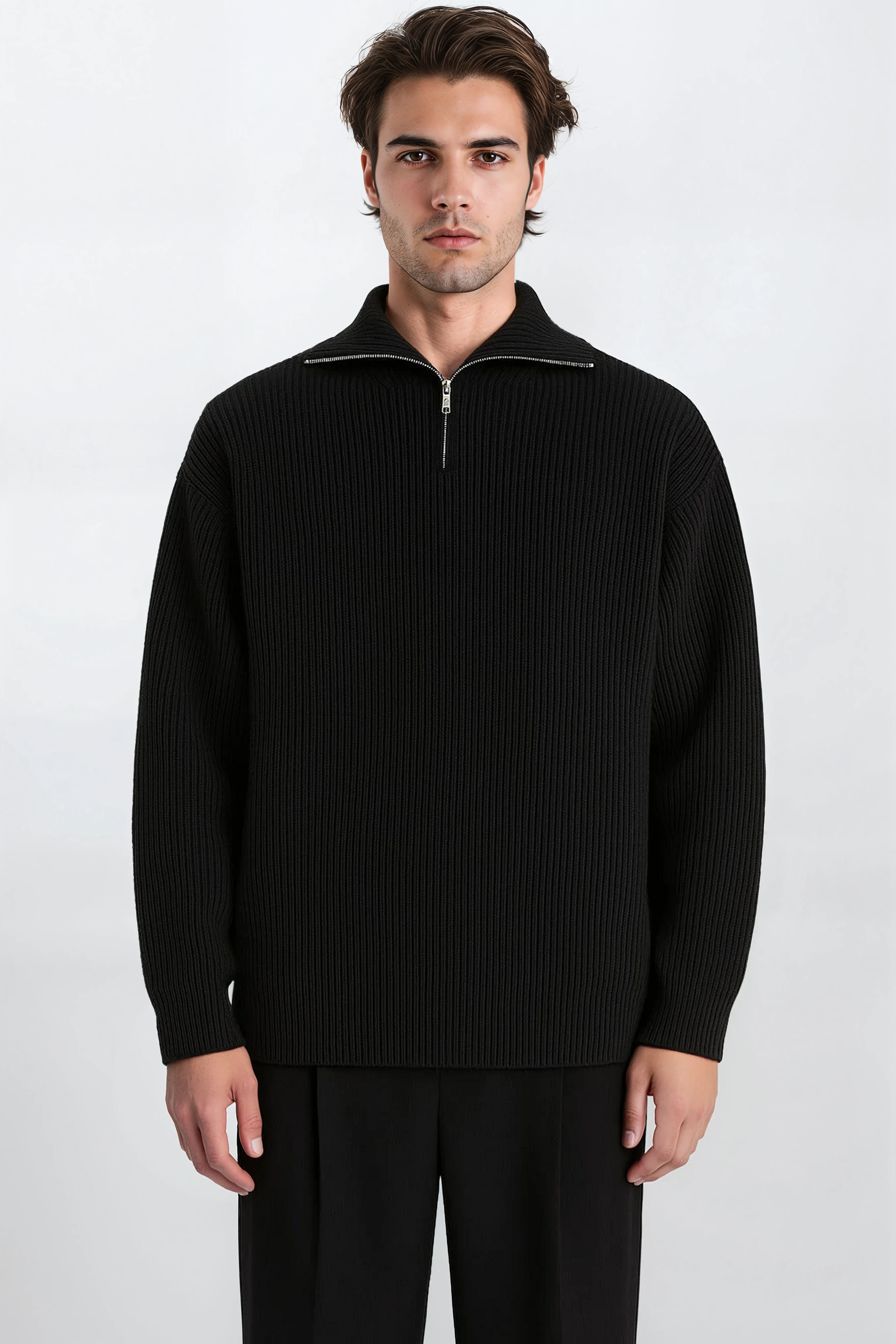 The Rib Quarter Zip - Pea & Kew