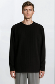 The Rib Crewneck Black - Pea & Kew