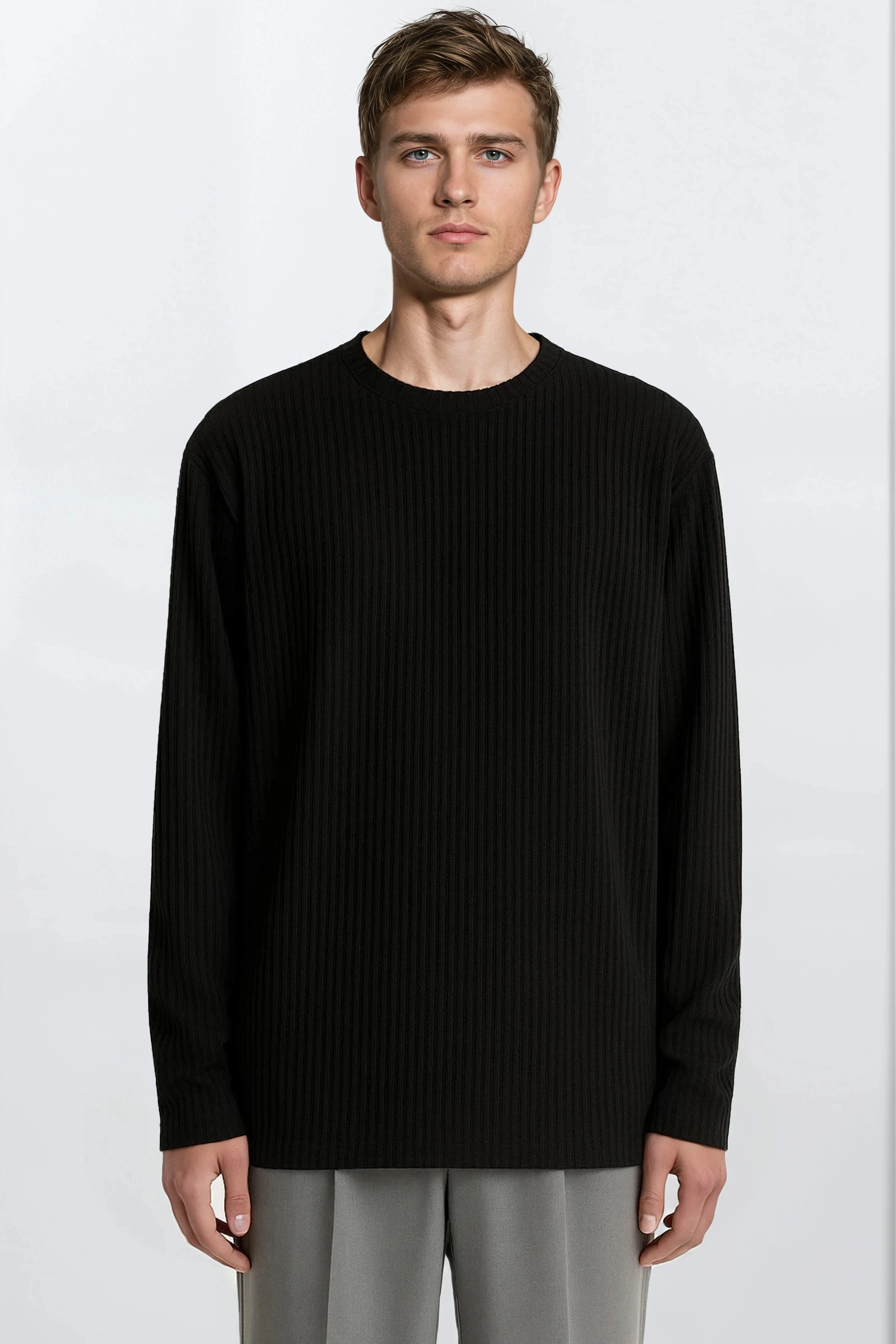 The Rib Crewneck Black - Pea & Kew