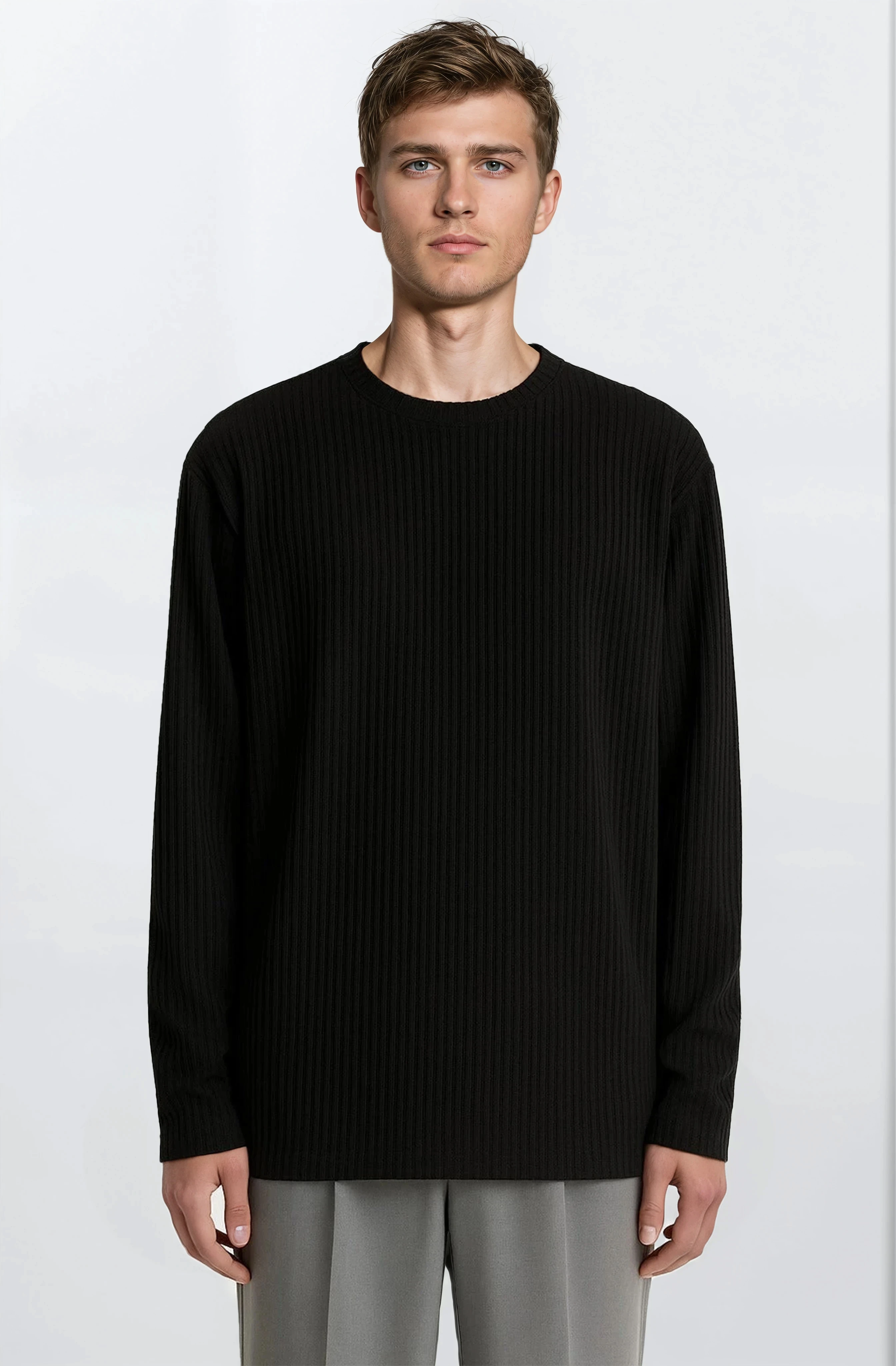 The Rib Crewneck Black - Pea & Kew