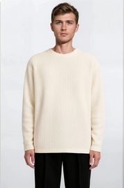 The Rib Crewneck White - Pea & Kew