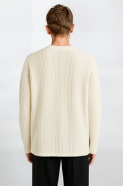 The Rib Crewneck White - Pea & Kew