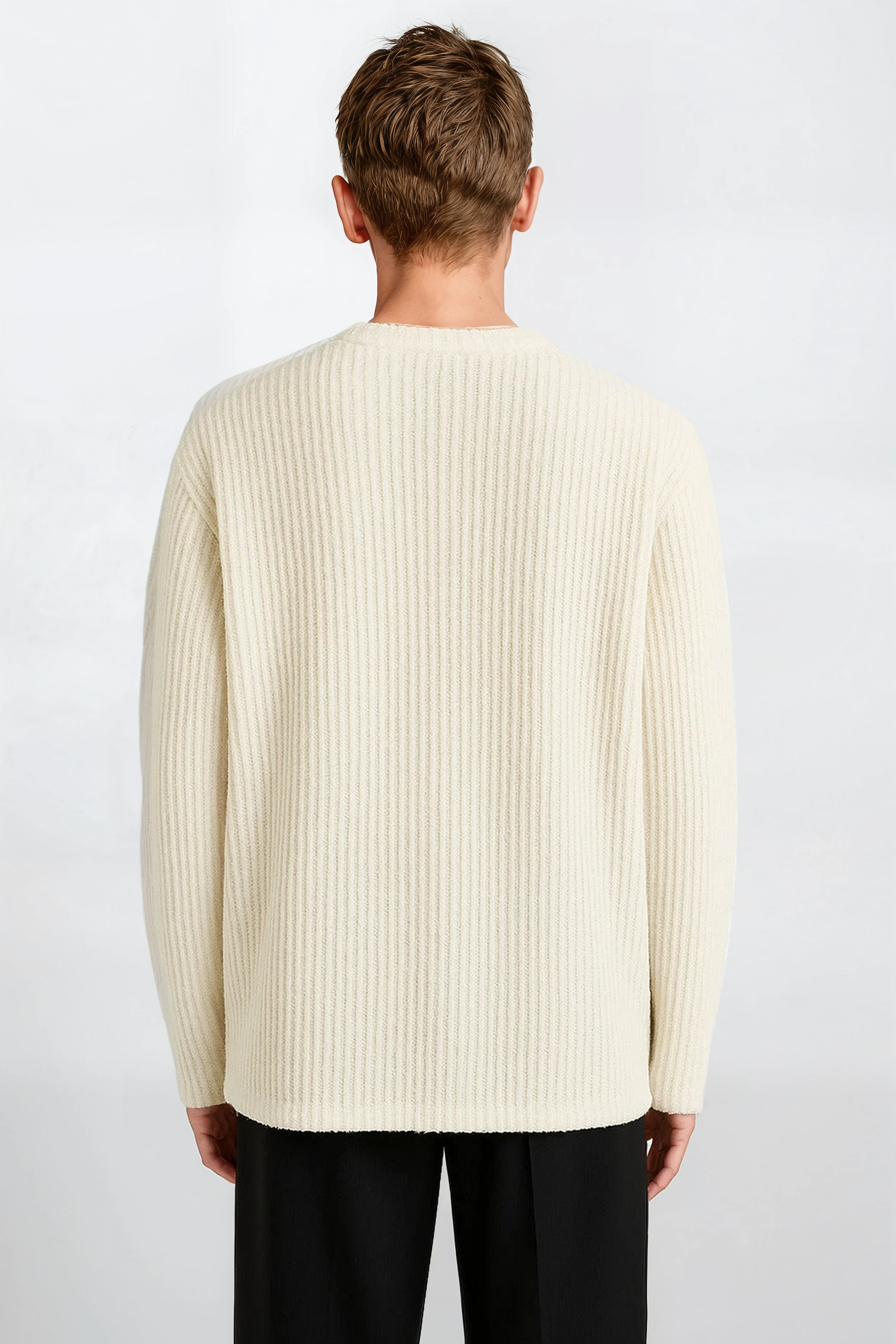 The Rib Crewneck White - Pea & Kew