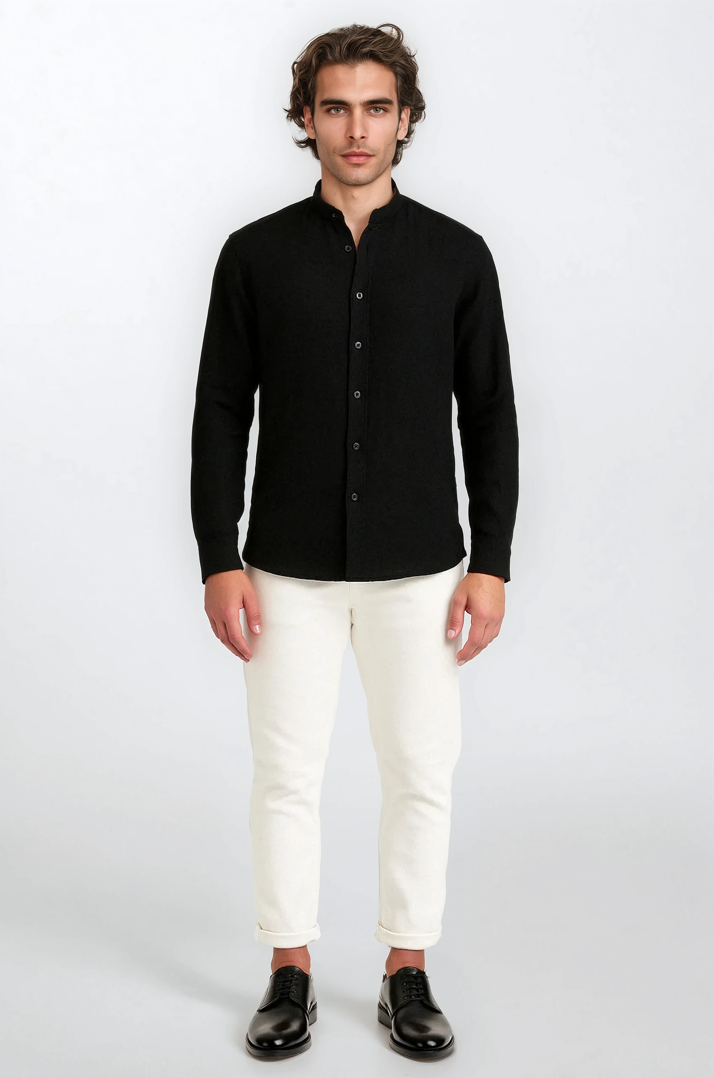The Mao Shirt Black - Pea & Kew