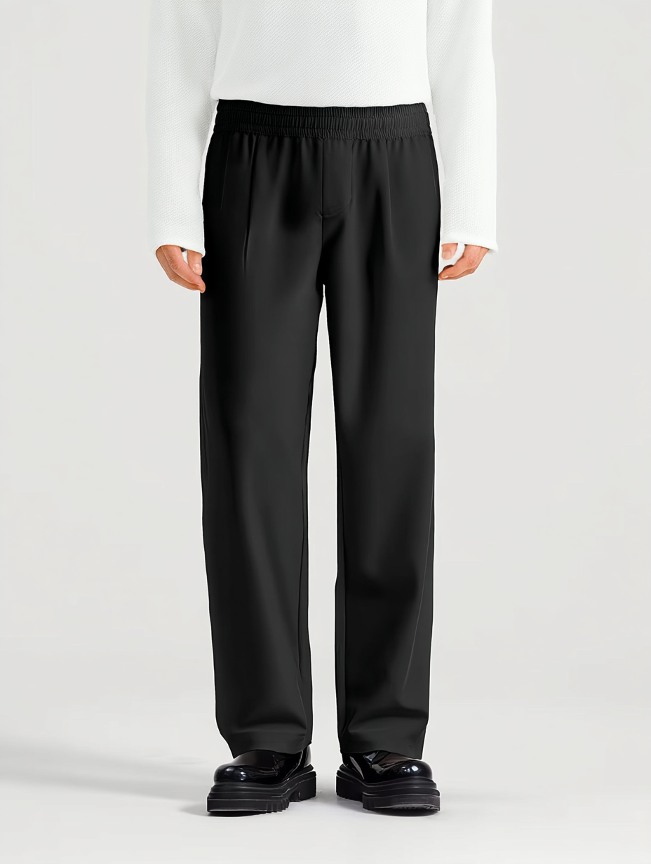 The Tailored Drape Trouser - Black - Pea & Kew