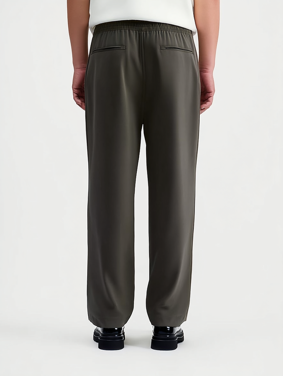 The Tailored Drape Trouser - Dark Grey - Pea & Kew