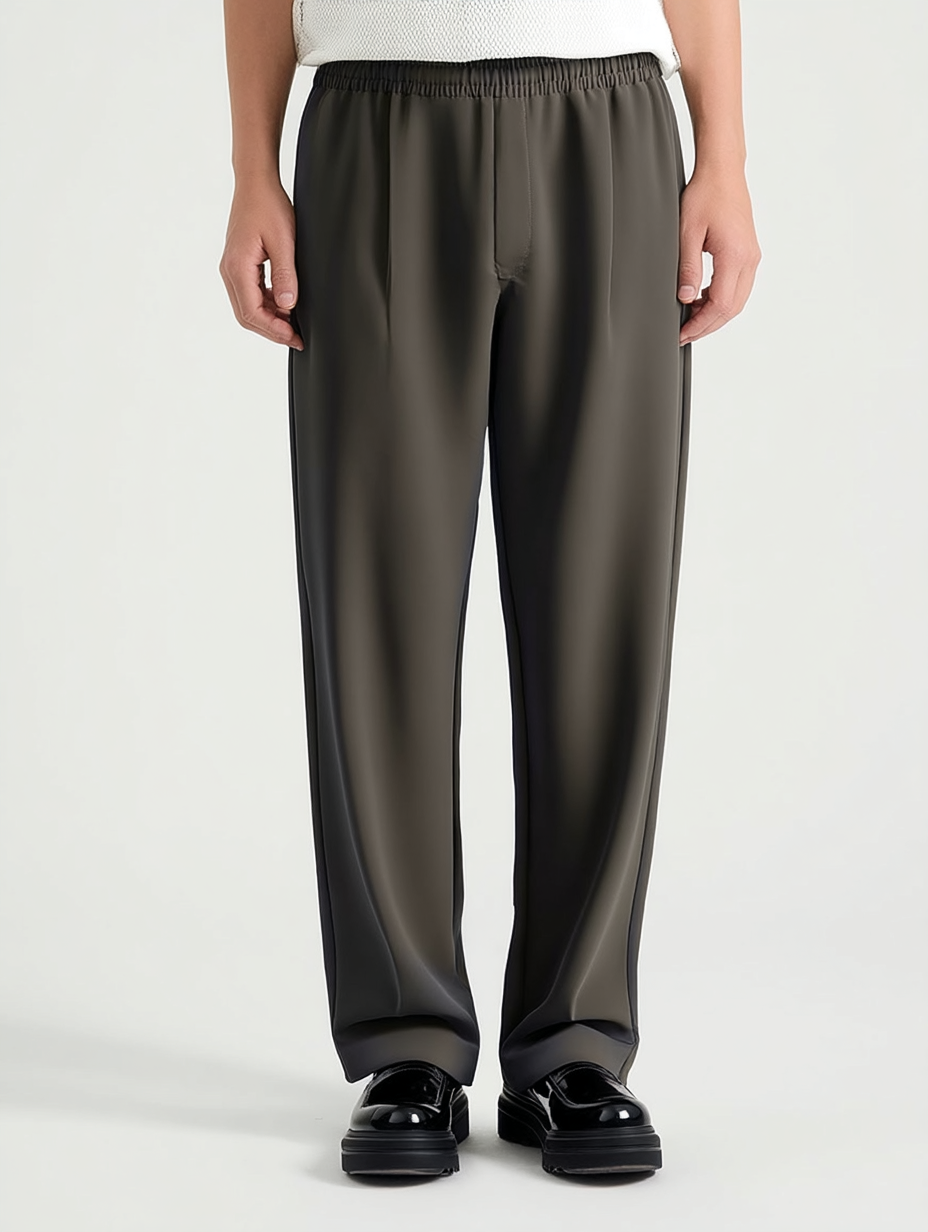 The Tailored Drape Trouser - Dark Grey - Pea & Kew