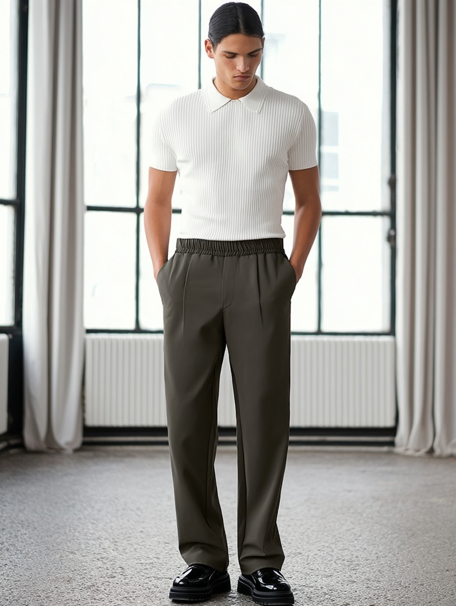 The Tailored Drape Trouser - Dark Grey - Pea & Kew