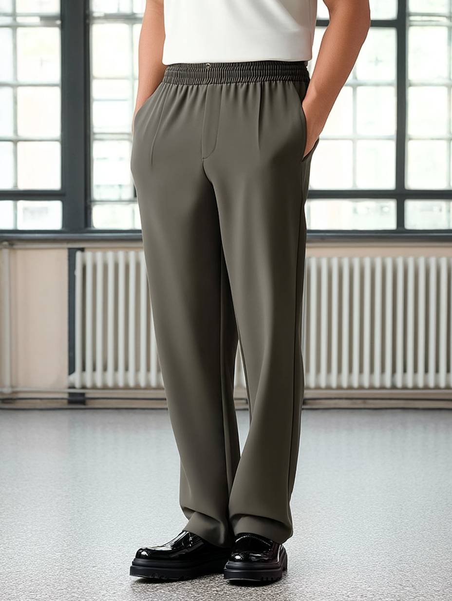 The Tailored Drape Trouser - Dark Grey - Pea & Kew