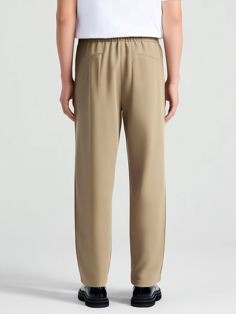 The Tailored Drape Trouser - Beige - Pea & Kew